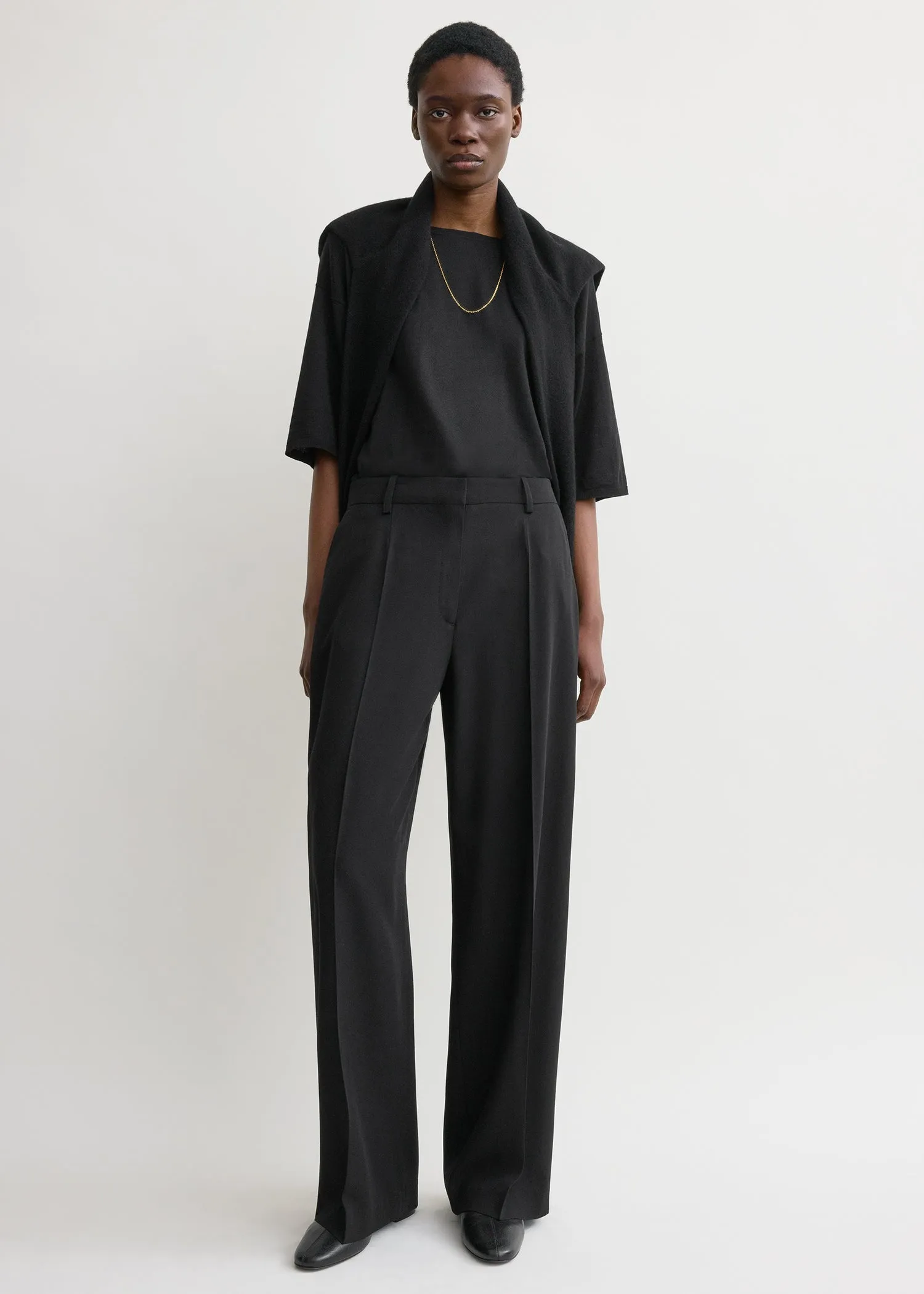Wide fluid trousers black sold by Toteme product image thumbnail 2