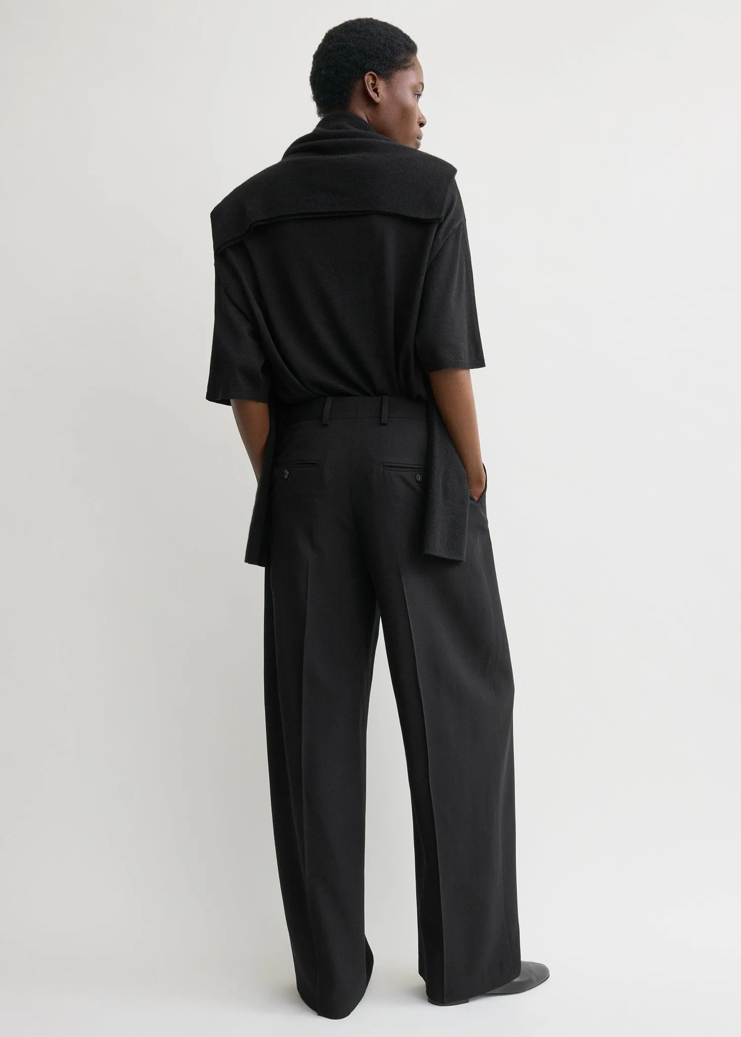 Wide fluid trousers black sold by Toteme product image thumbnail 3