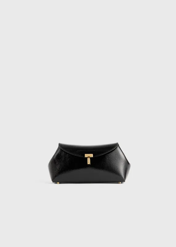 Mini T-lock naplack clutch black sold by Toteme
