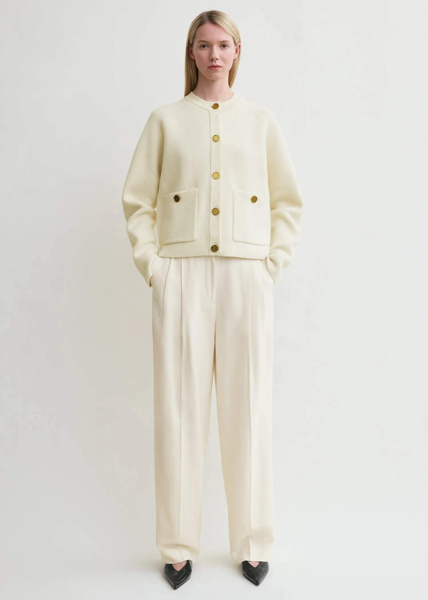 Hammered button cardigan milk sold by Toteme product image thumbnail 2