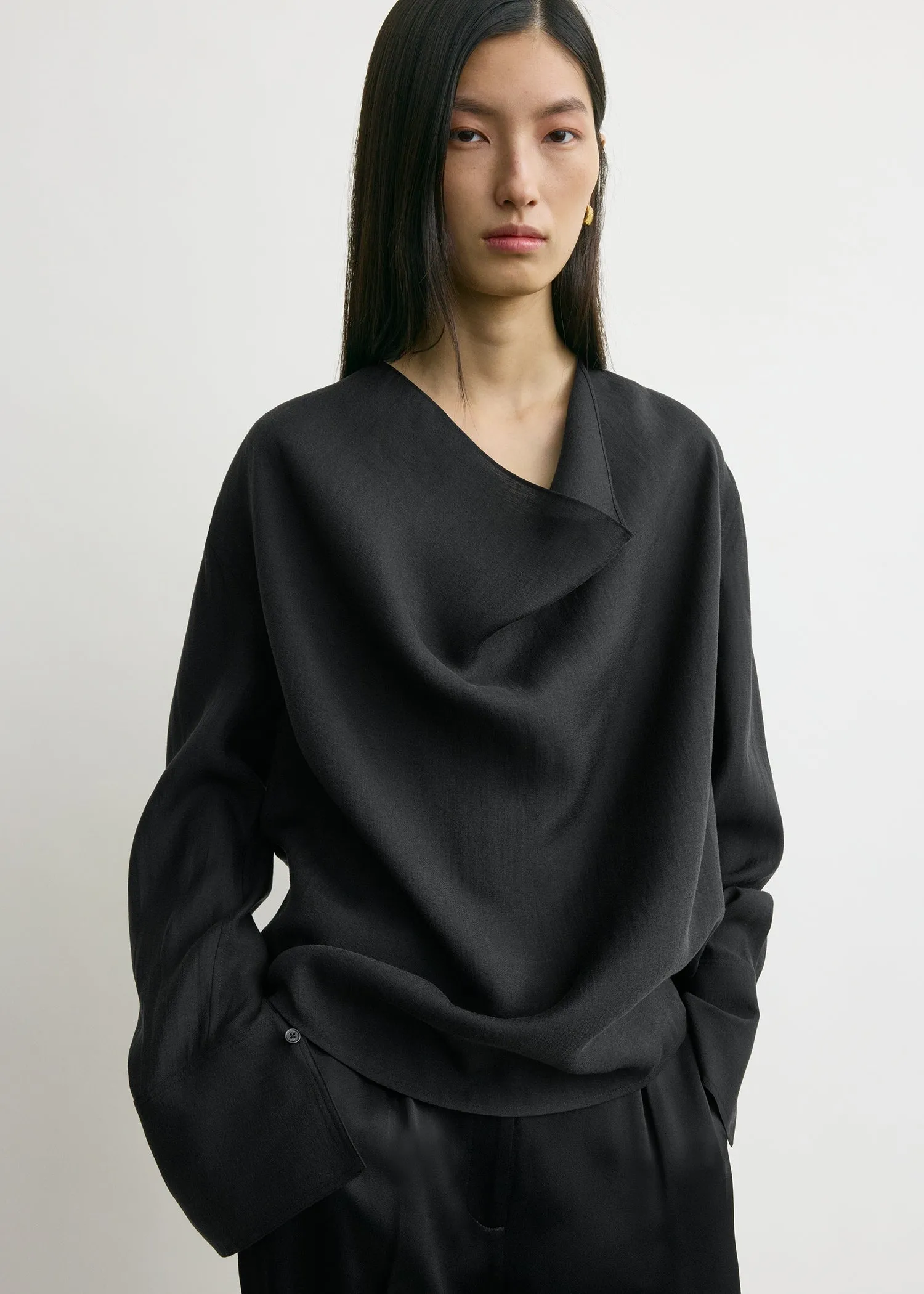 Cowl blouse black sold by Toteme product image thumbnail 4