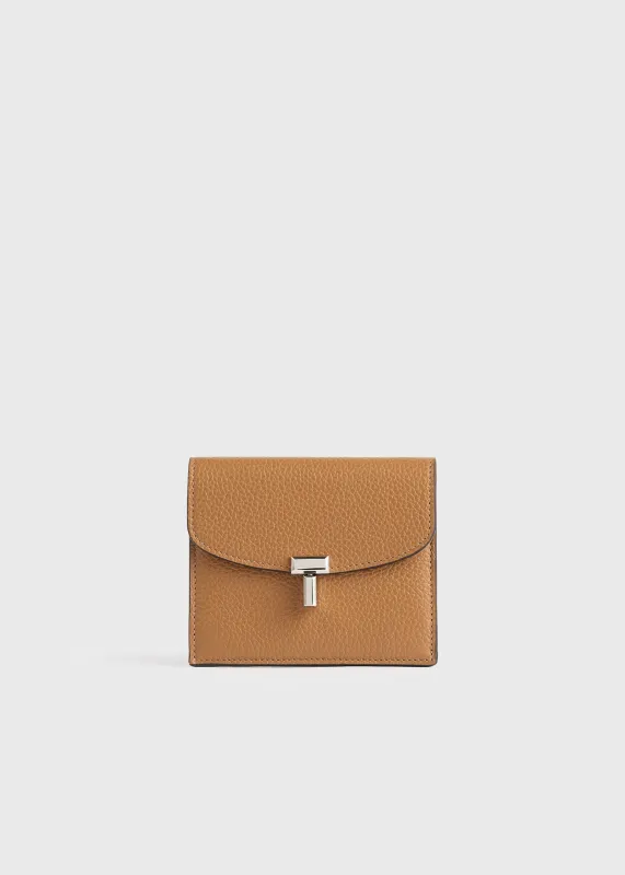 T-lock grained-leather cardholder tan sold by Toteme