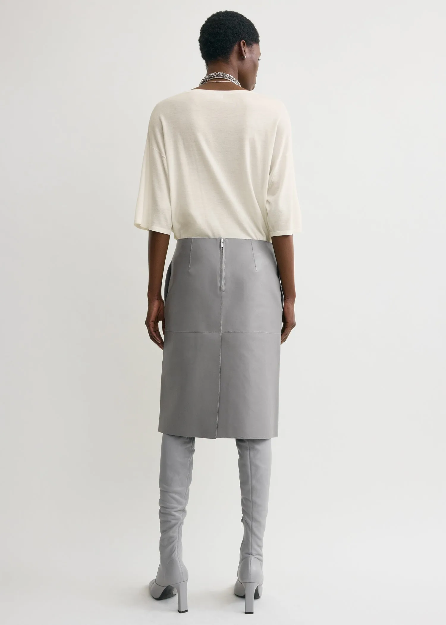 Paneled leather skirt grey sold by Toteme product image thumbnail 3