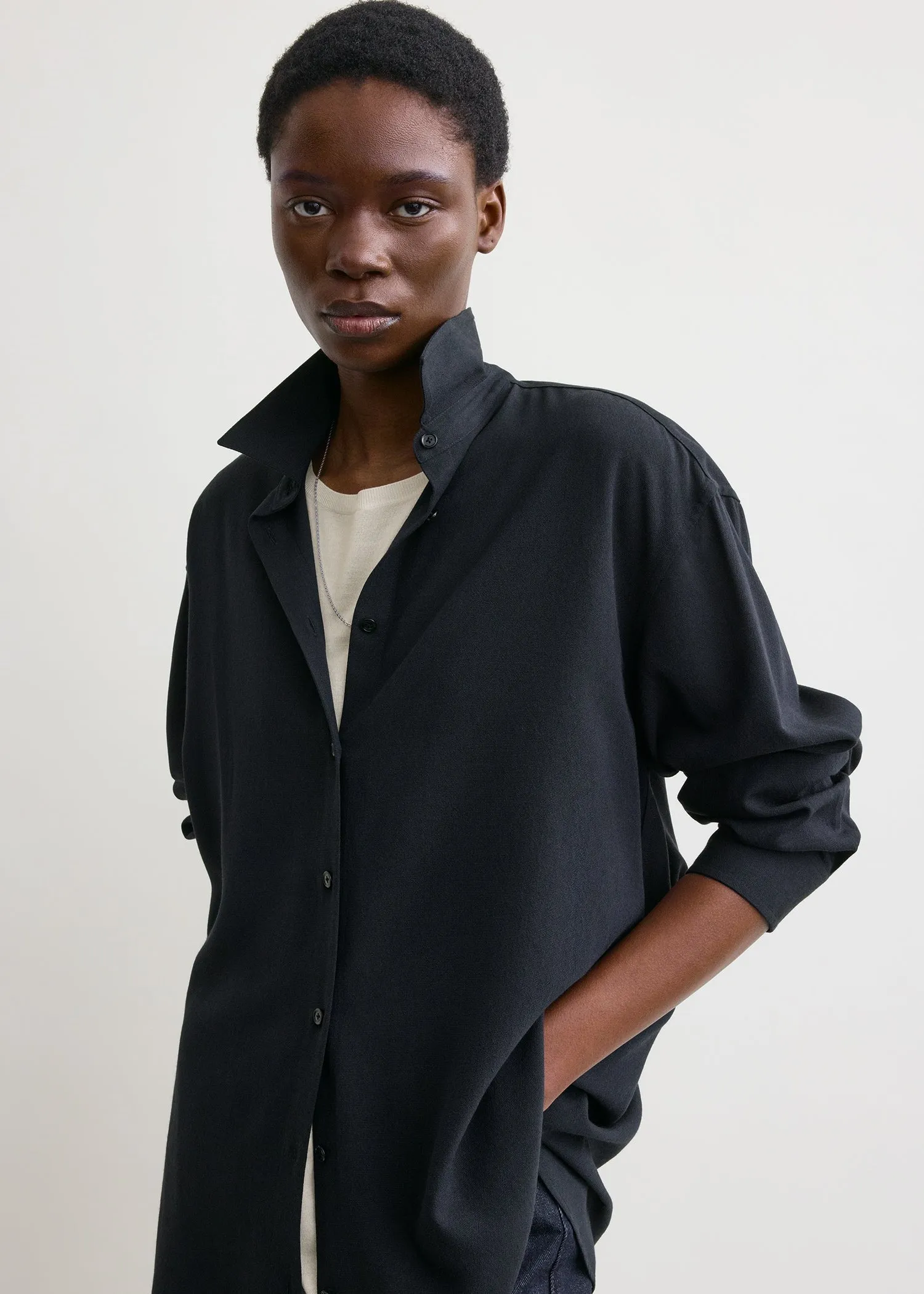 Classic fluid shirt navy sold by Toteme product image thumbnail 5