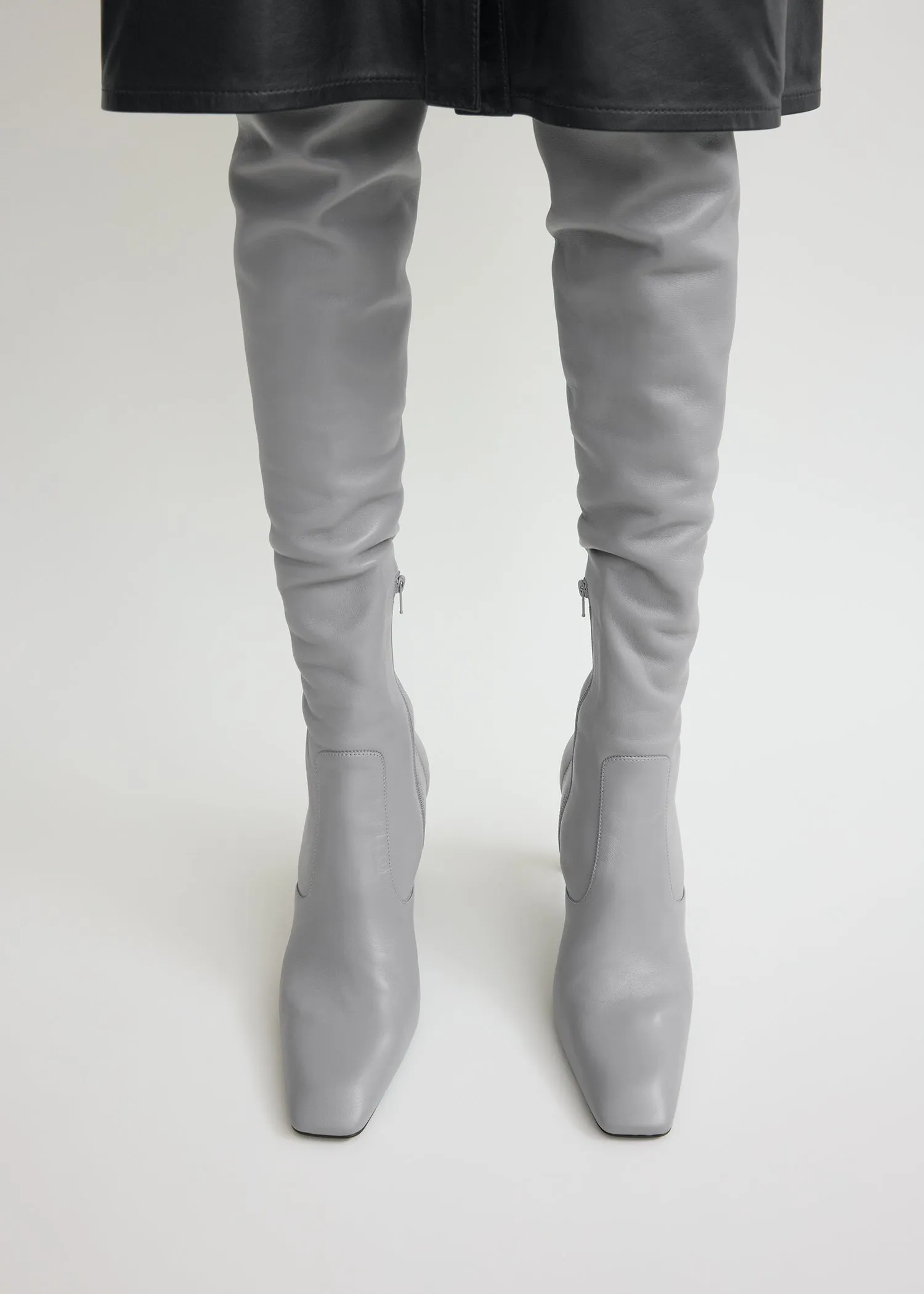 Nappa over-the-knee boots light grey sold by Toteme product image thumbnail 2
