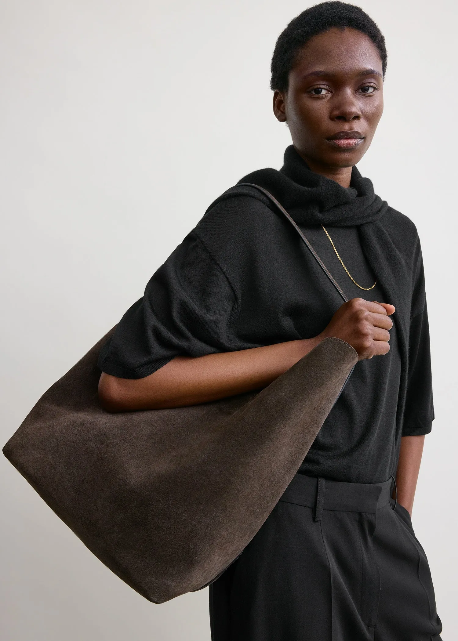 Belted suede tote brown sold by Toteme product image thumbnail 3