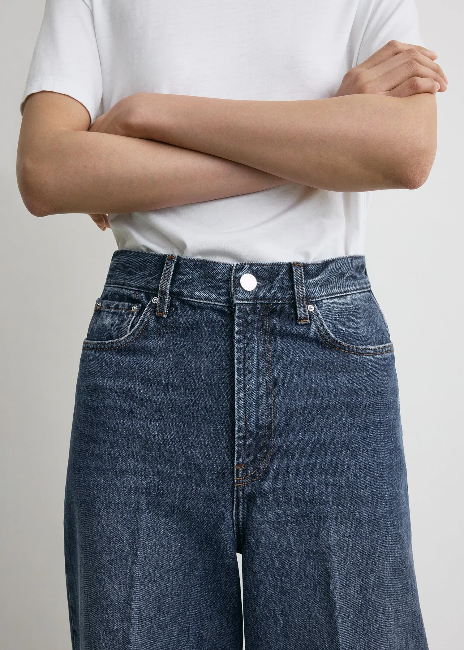 Wide leg denim dark blue sold by Toteme product image thumbnail 4