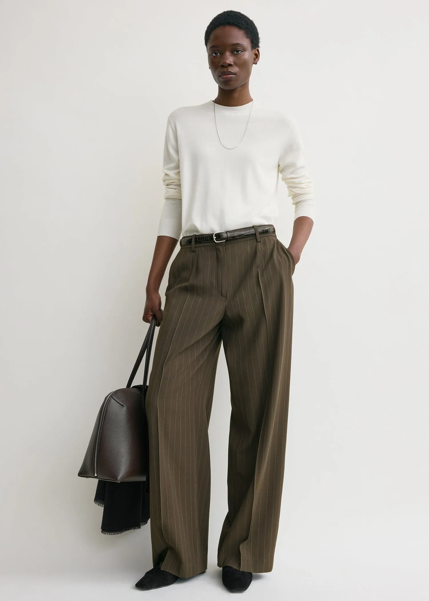 Wide pinstriped trousers pepper sold by Toteme product image thumbnail 2