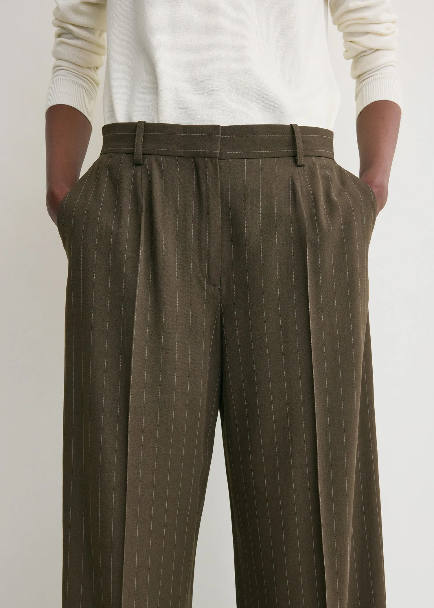 Wide pinstriped trousers pepper sold by Toteme product image thumbnail 4