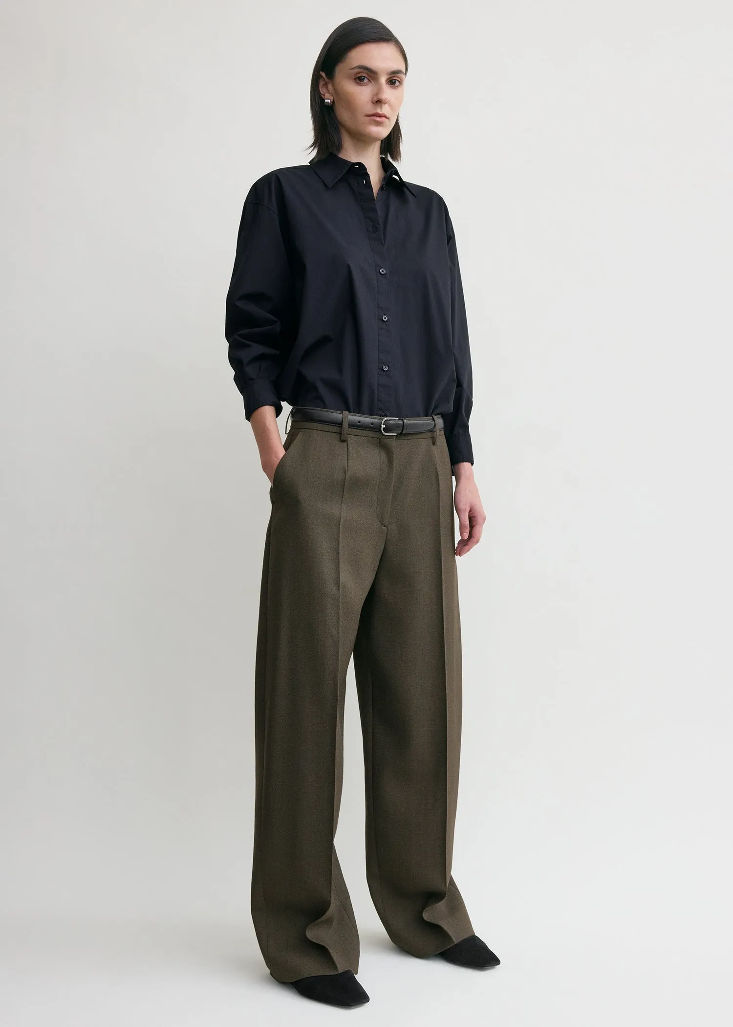 Wide tailored trousers forest sold by Toteme product image thumbnail 2