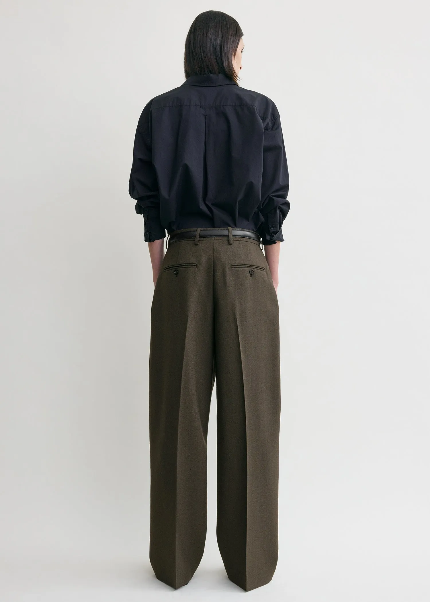 Wide tailored trousers forest sold by Toteme product image thumbnail 3