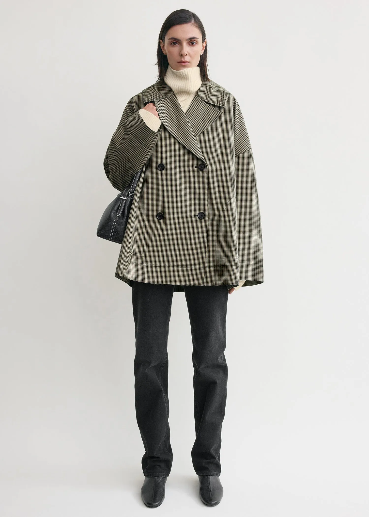 Oversized checked jacket beige/black sold by Toteme