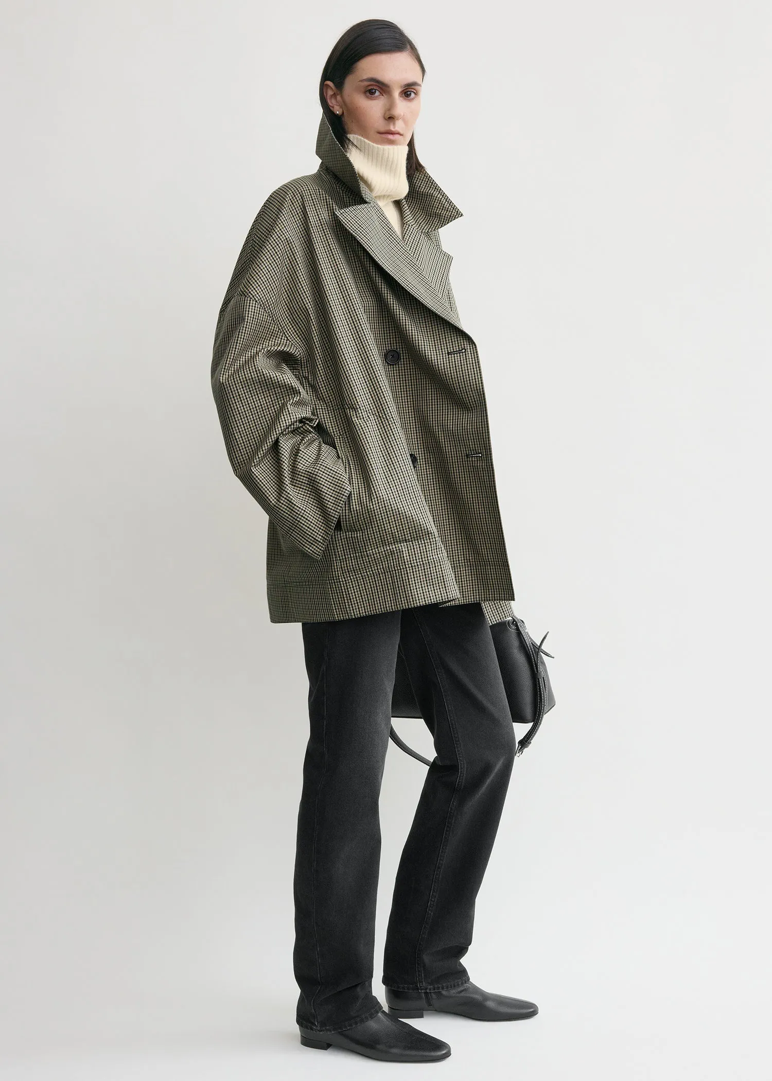 Oversized checked jacket beige/black sold by Toteme product image thumbnail 2