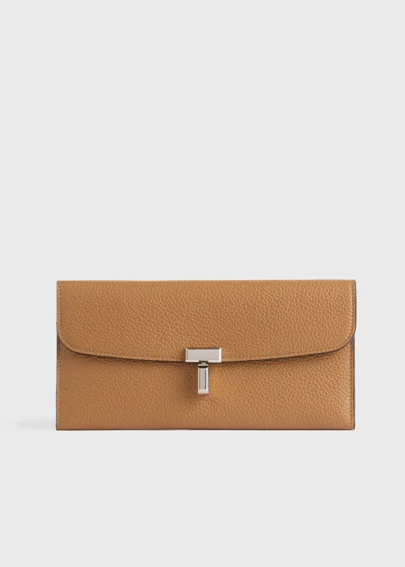 T-lock grained-leather wallet tan sold by Toteme