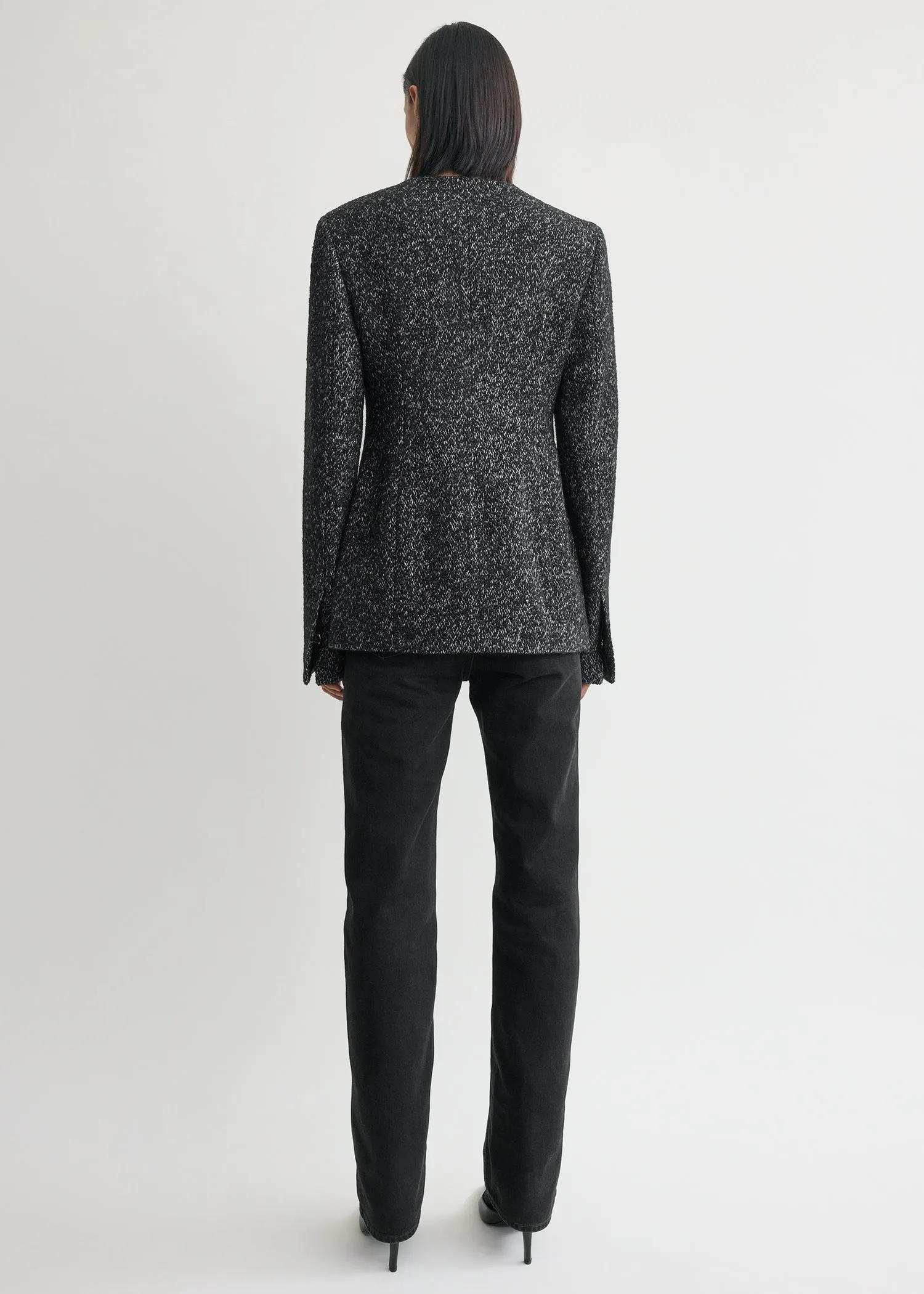 Collarless cinched jacket black/white sold by Toteme product image thumbnail 3