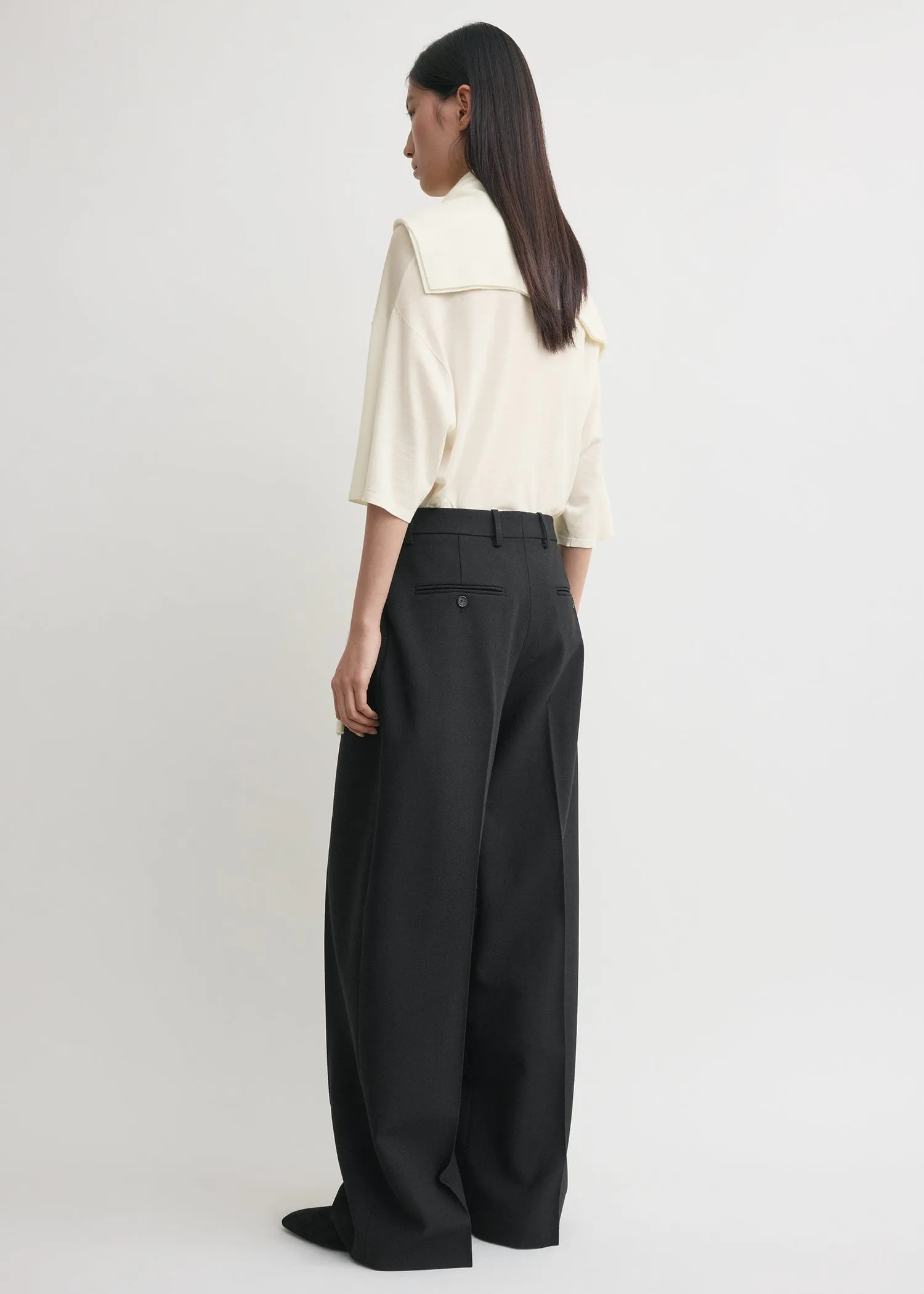 Wide tailored trousers black sold by Toteme product image thumbnail 3