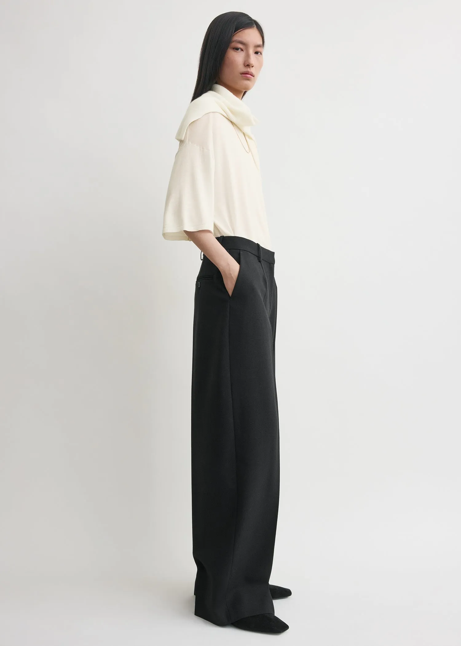 Wide tailored trousers black sold by Toteme product image thumbnail 2