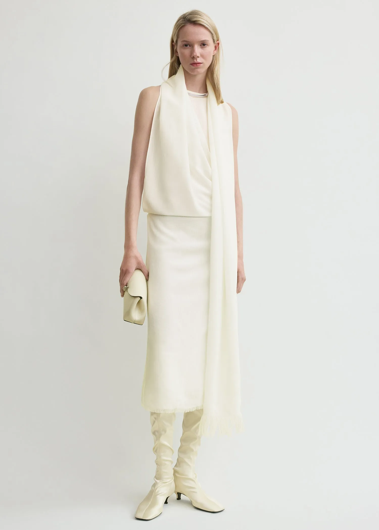 Fringed scarf dress milk sold by Toteme