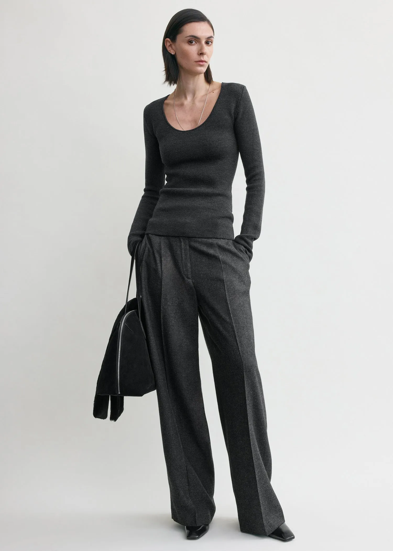 Compact knit top charcoal sold by Toteme product image thumbnail 2