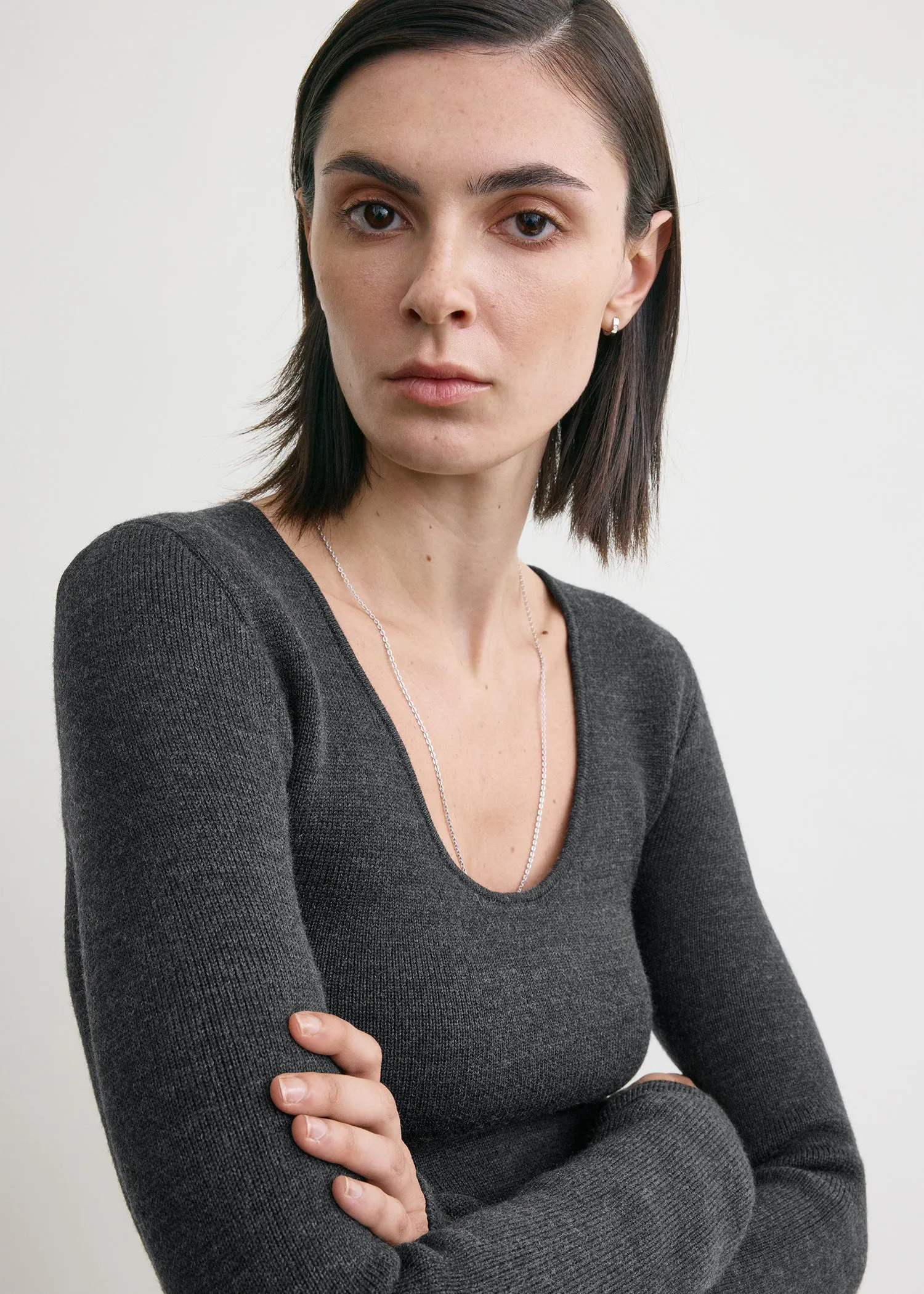 Compact knit top charcoal sold by Toteme product image thumbnail 3