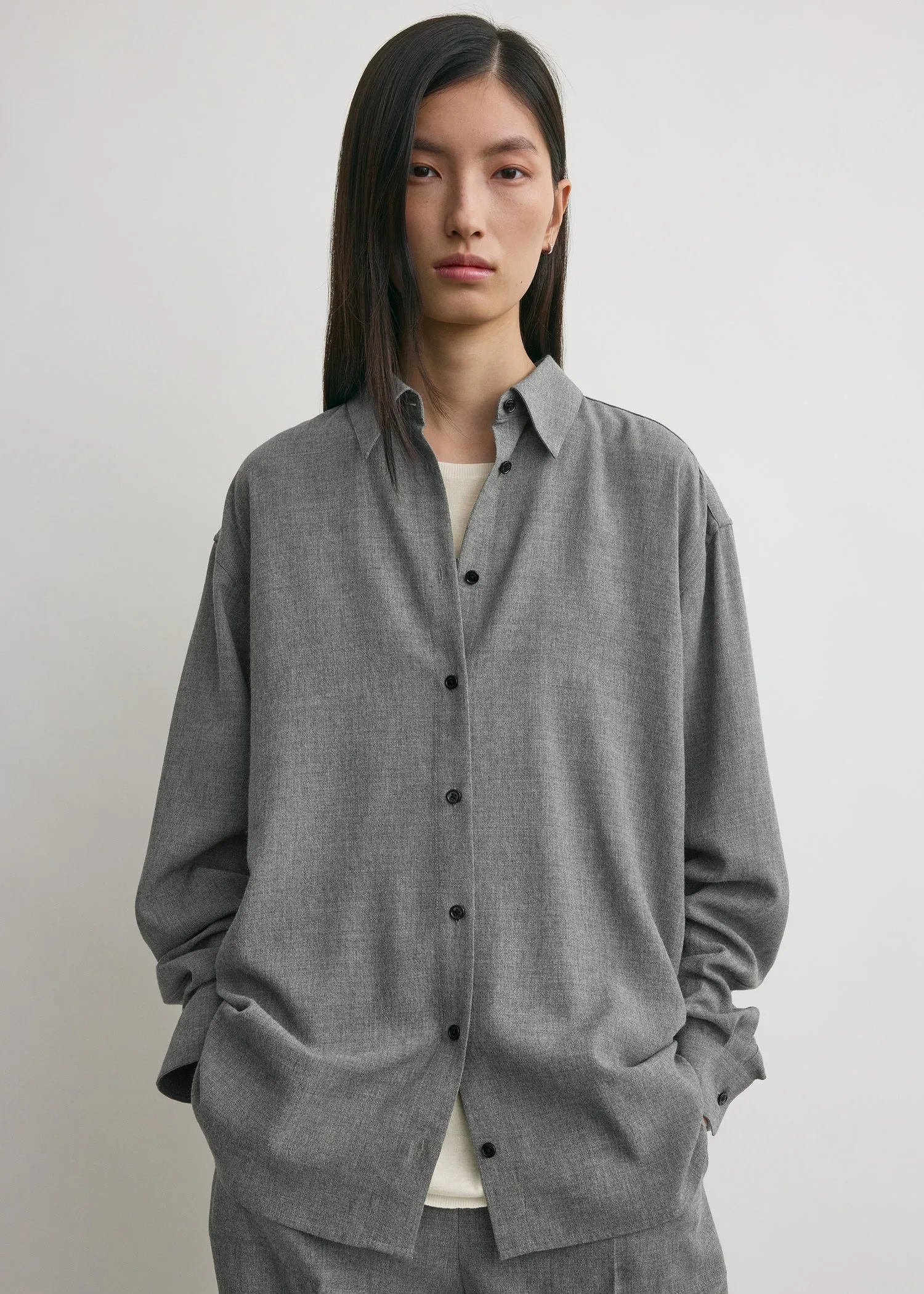 Classic fluid shirt mid grey sold by Toteme product image thumbnail 4