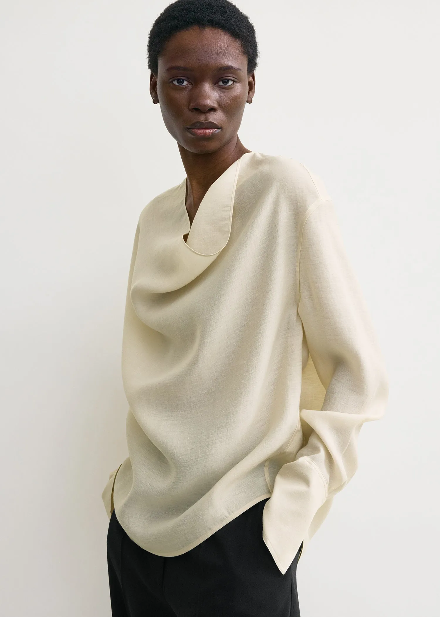 Cowl blouse ecru sold by Toteme product image thumbnail 4