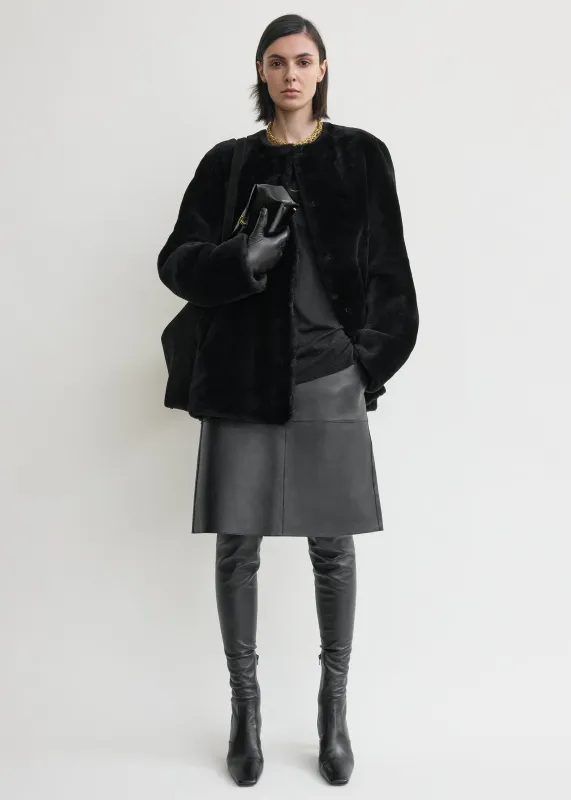 Plush shearling jacket black sold by Toteme