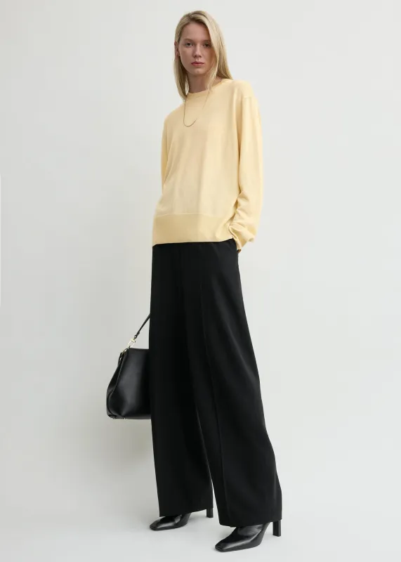 Crew-neck wool silk knit champagne sold by Toteme