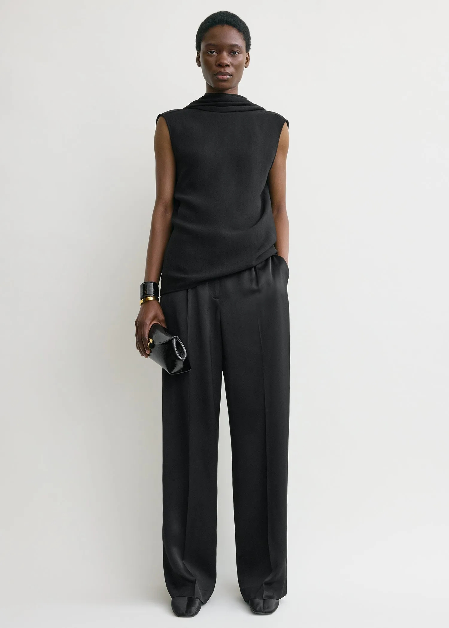 Cocoon cape blouse black sold by Toteme