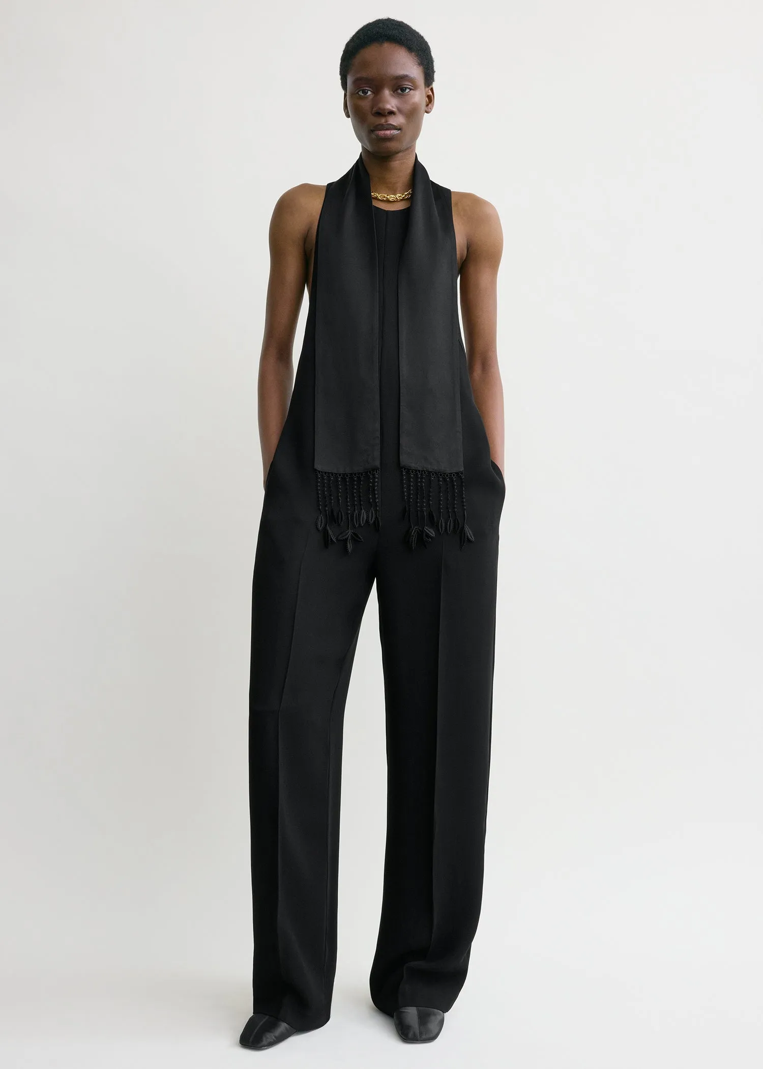 Guipure lace tuxedo scarf black sold by Toteme product image thumbnail 2