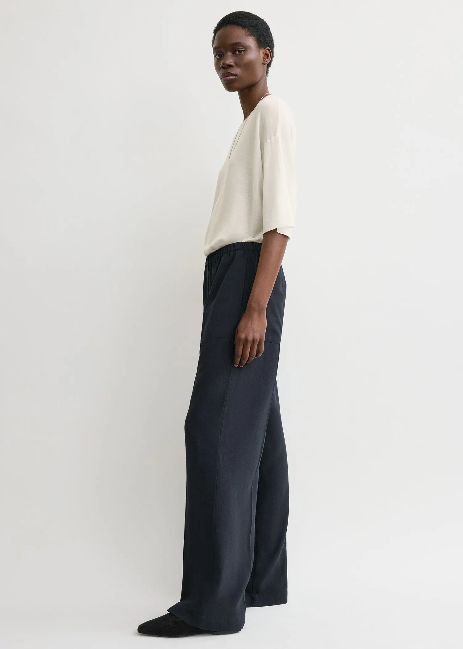 Fluid winter trousers navy sold by Toteme product image thumbnail 2