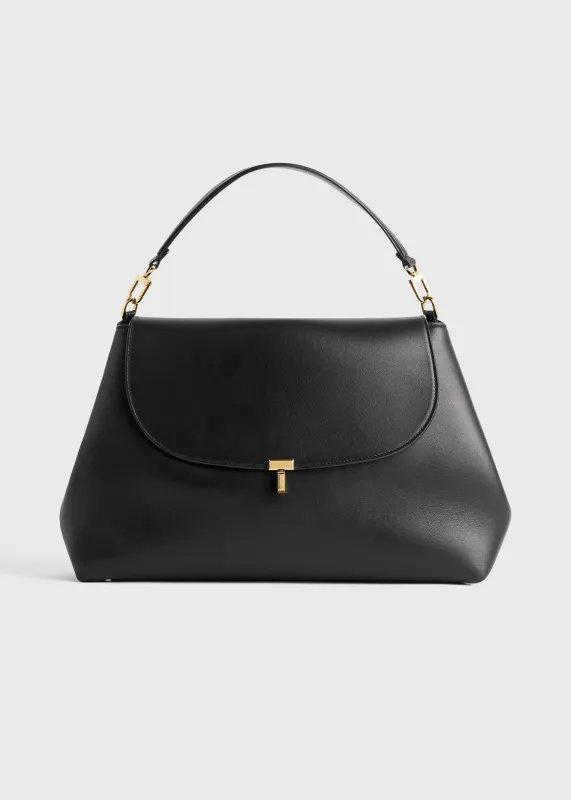 T-lock leather satchel black made by Toteme