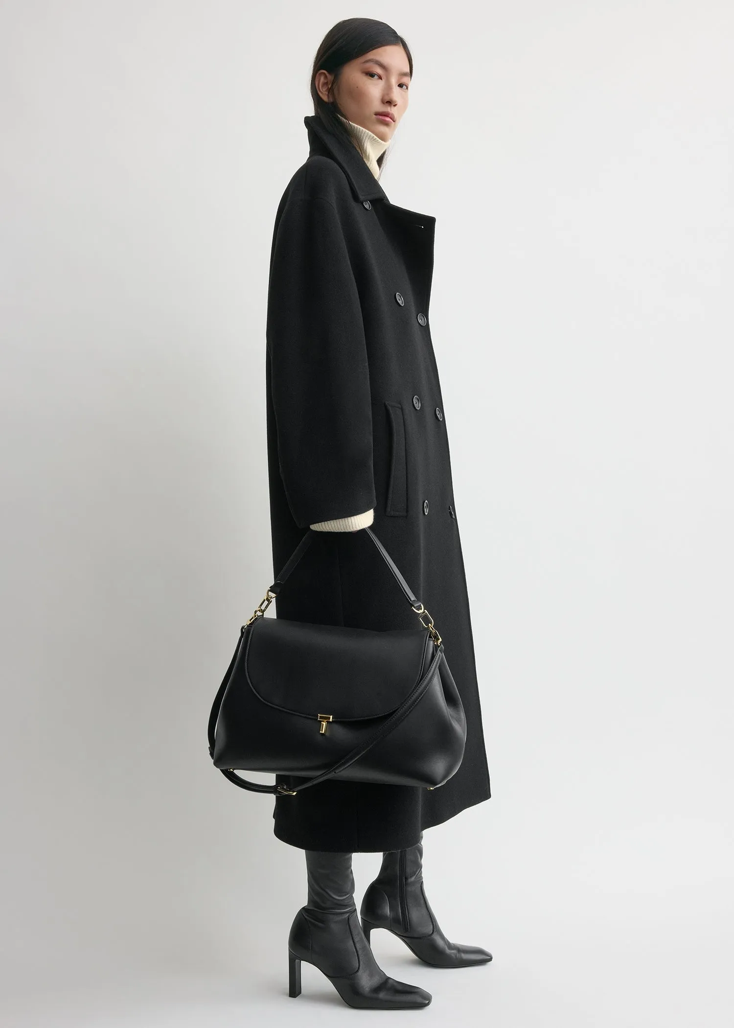 T-lock leather satchel black sold by Toteme product image thumbnail 2