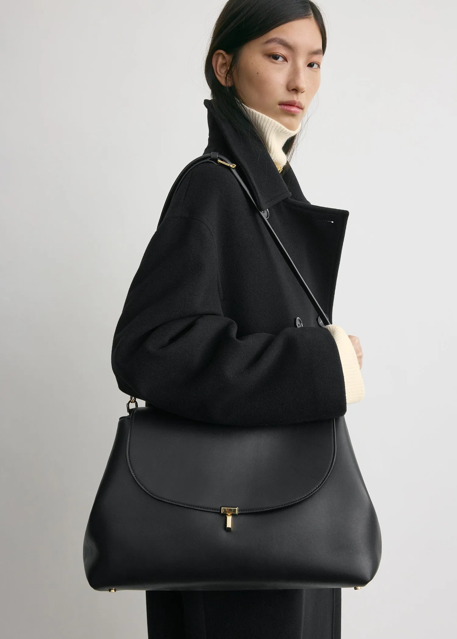 T-lock leather satchel black sold by Toteme product image thumbnail 3