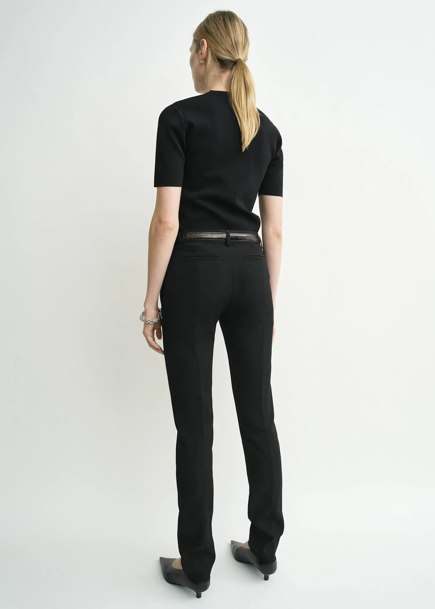 Low-waist slim evening trousers black sold by Toteme product image thumbnail 3