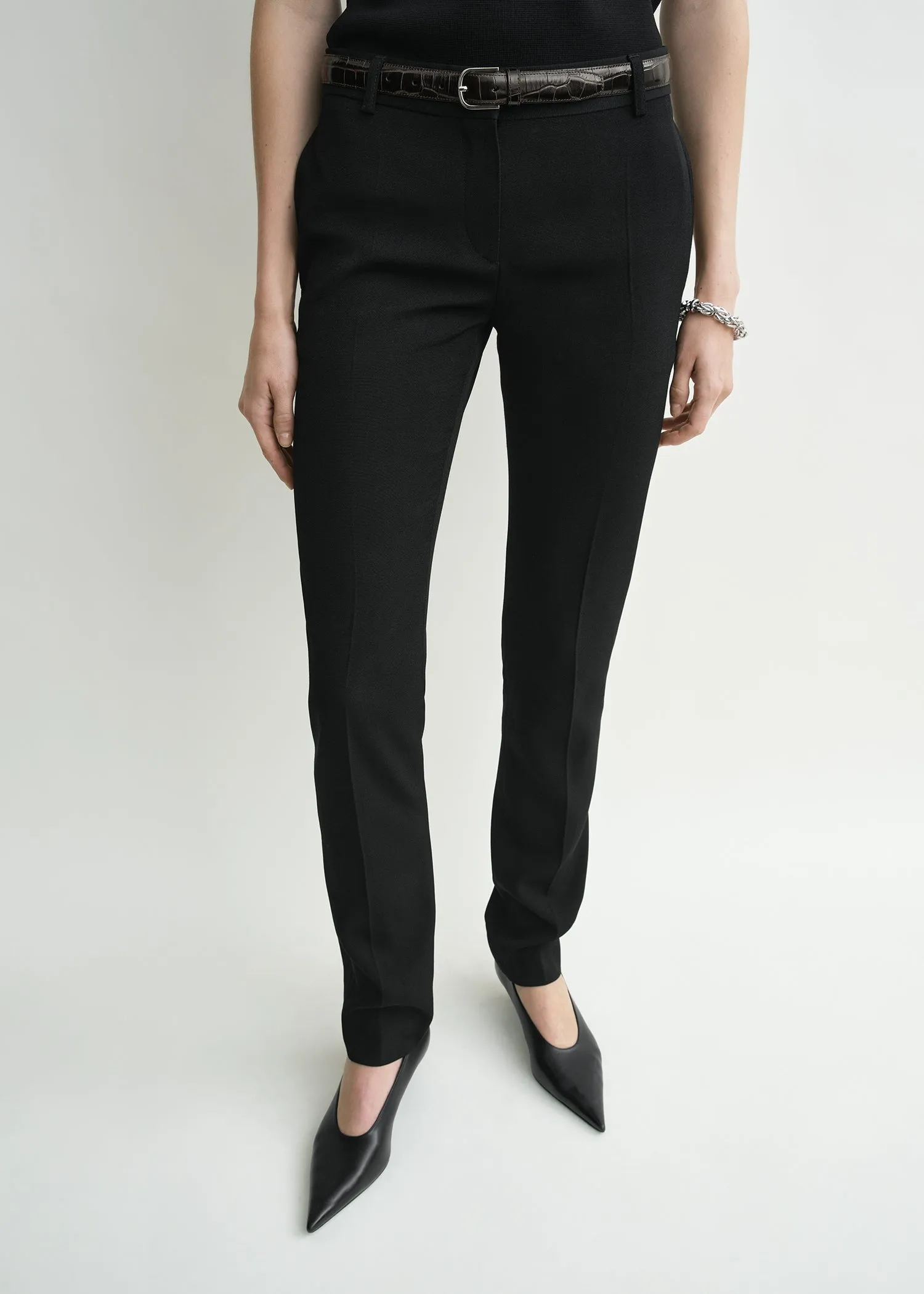 Low-waist slim evening trousers black sold by Toteme product image thumbnail 4