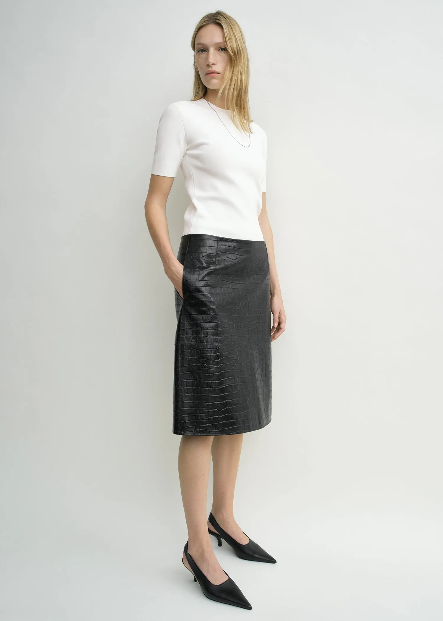 Compact knit tee optic white sold by Toteme product image thumbnail 2