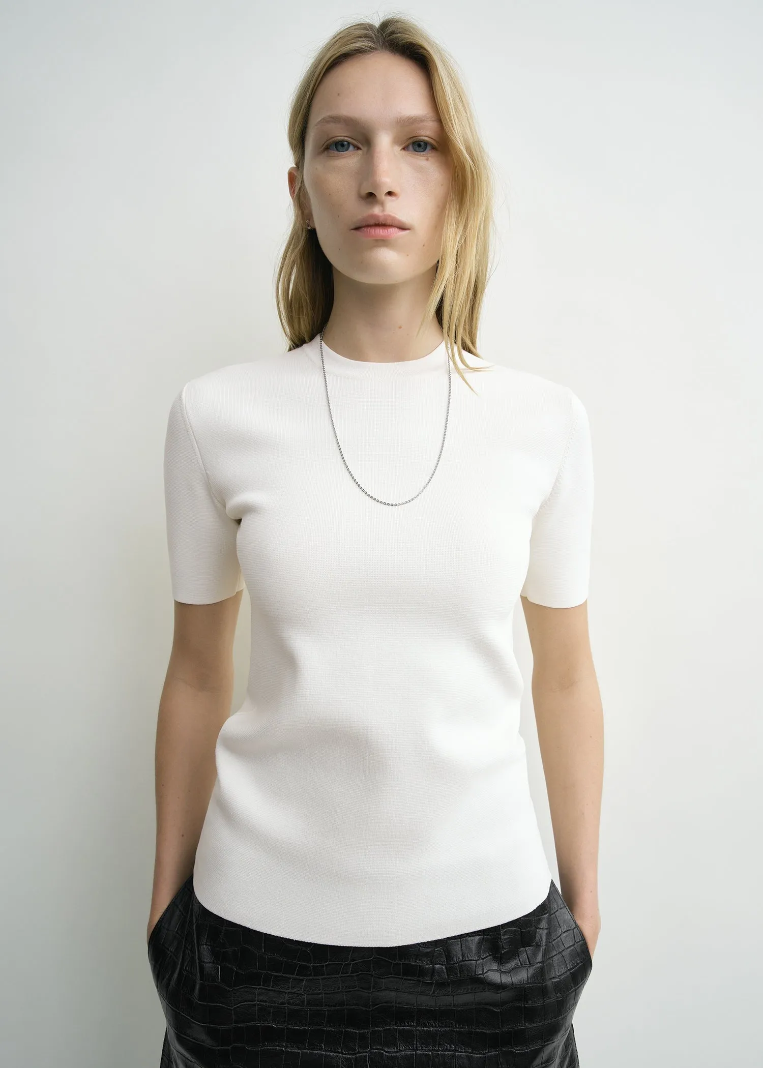 Compact knit tee optic white sold by Toteme product image thumbnail 4
