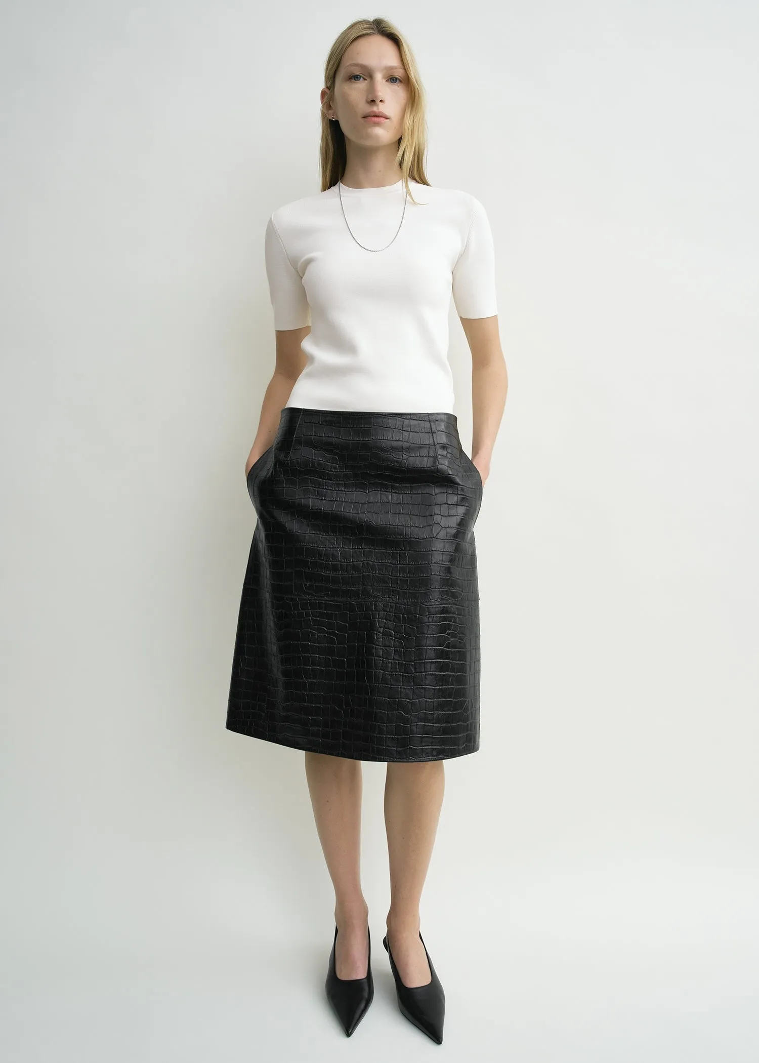 Compact knit tee optic white sold by Toteme