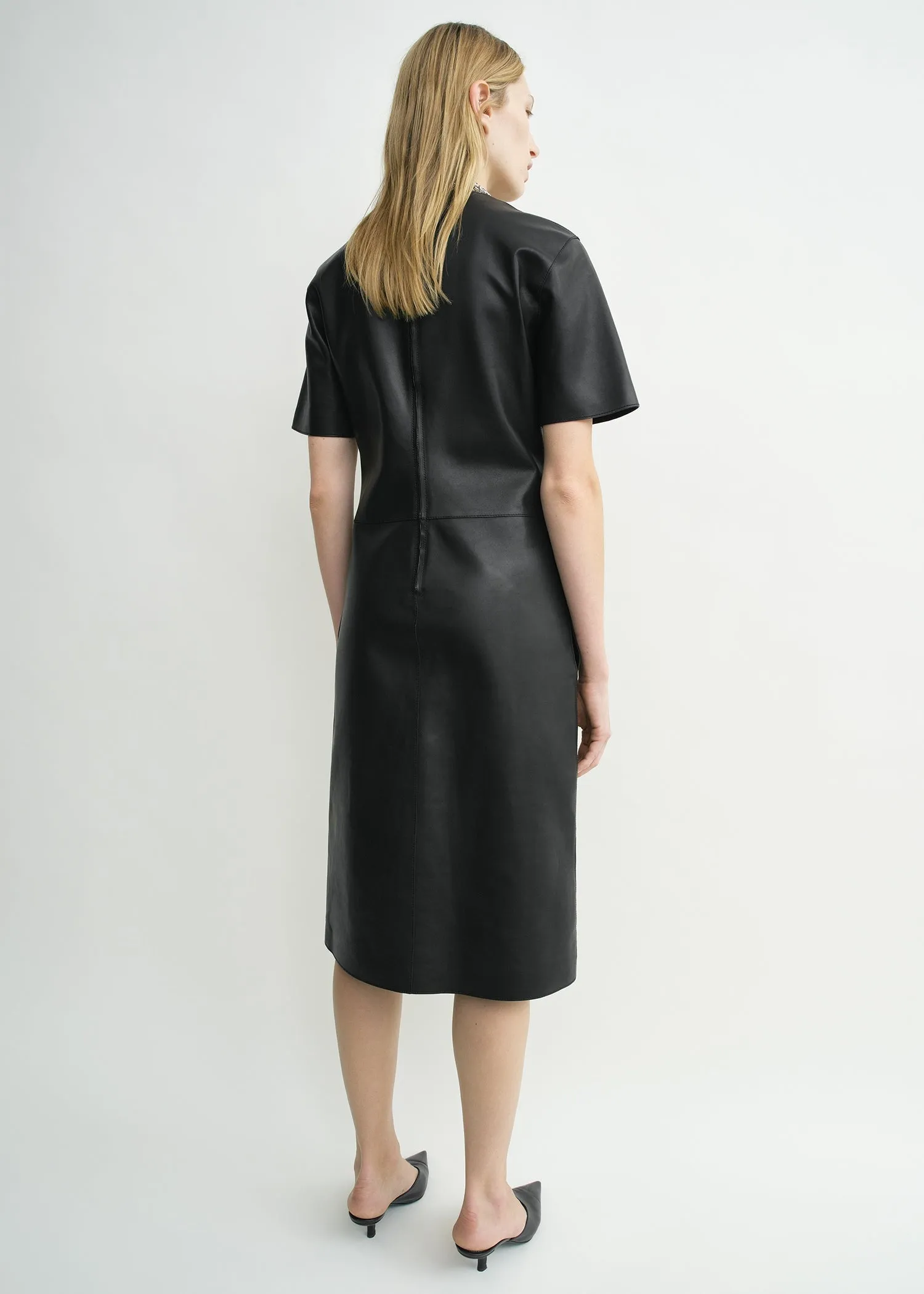 Leather tee dress black sold by Toteme product image thumbnail 3