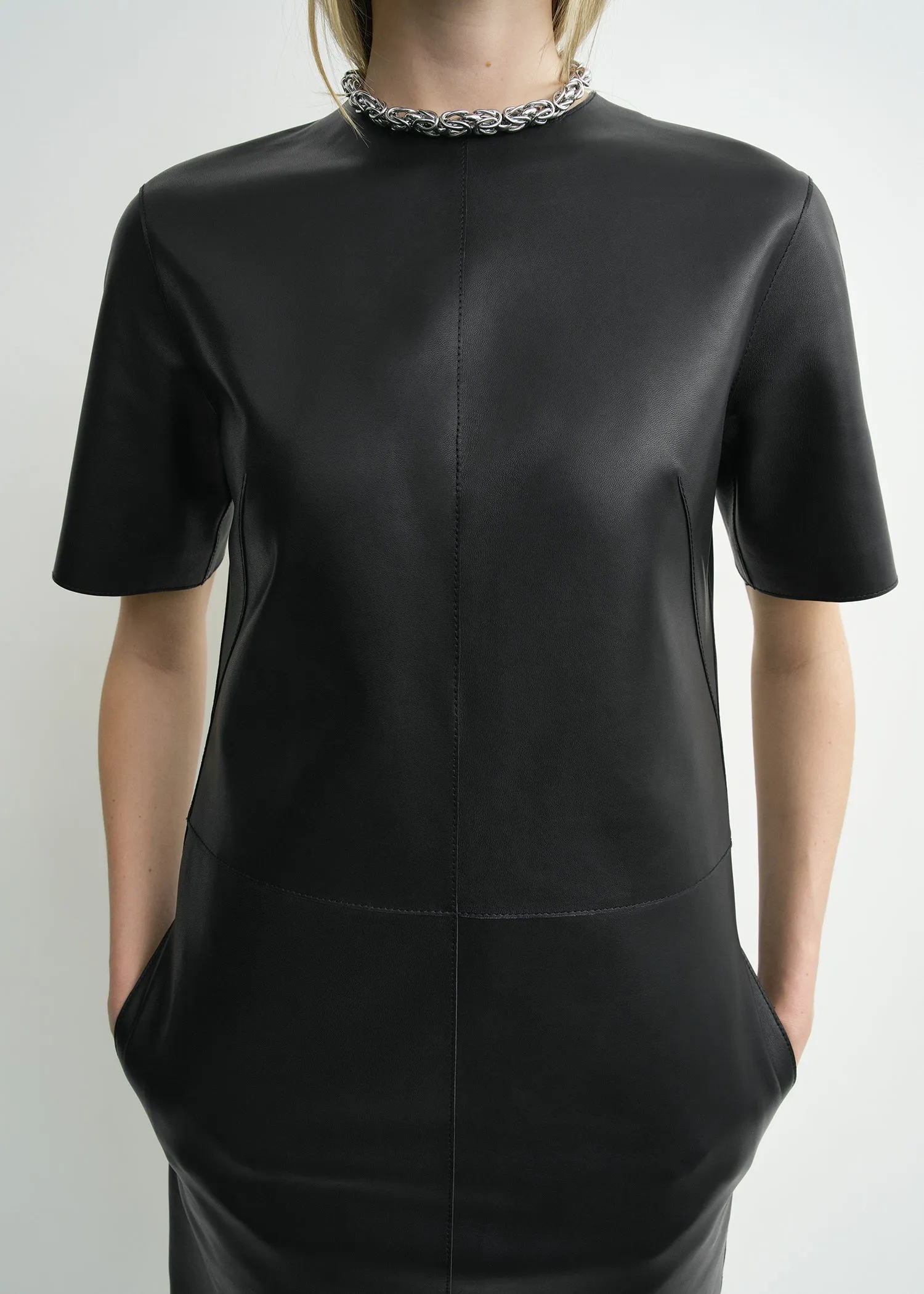 Leather tee dress black sold by Toteme product image thumbnail 4