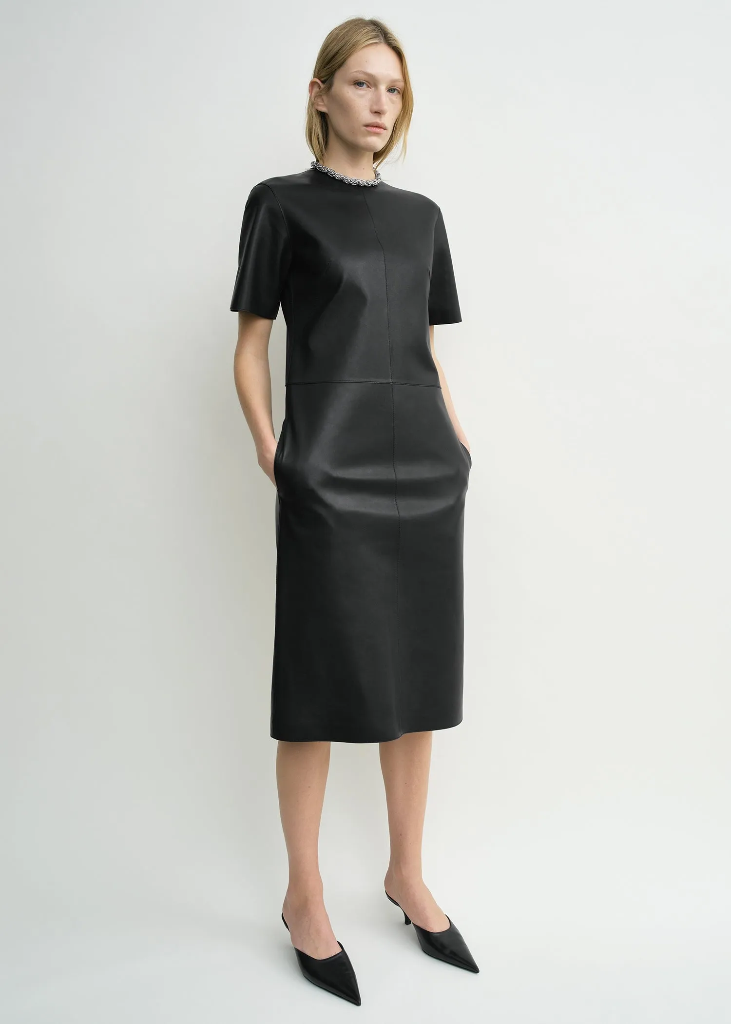 Leather tee dress black sold by Toteme product image thumbnail 2