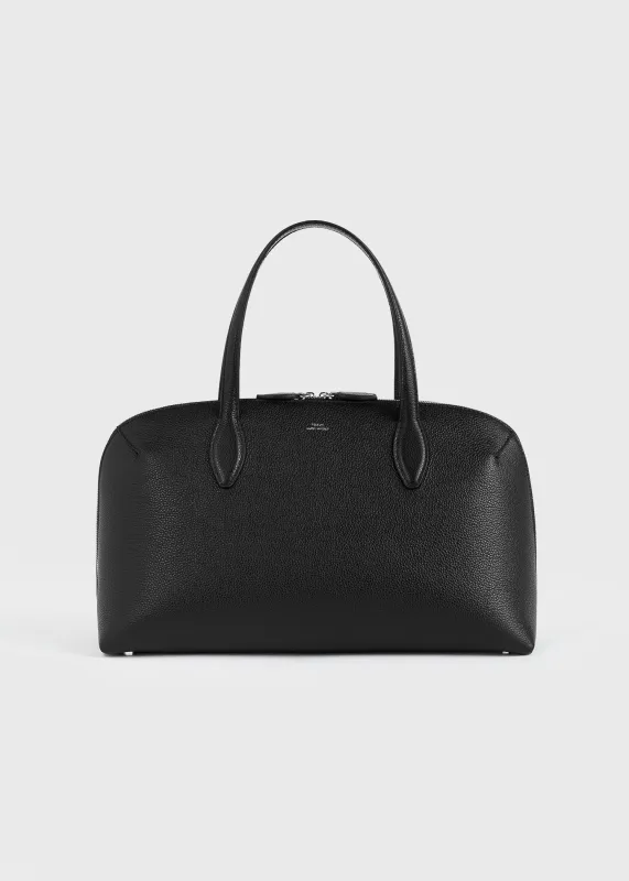 Medium grained-leather day tote black made by Toteme