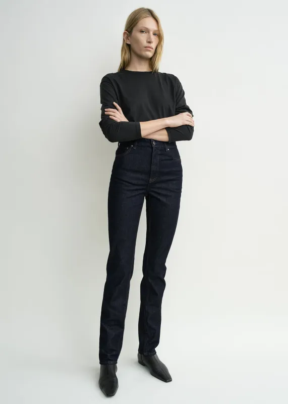 High slim denim rinsed blue sold by Toteme