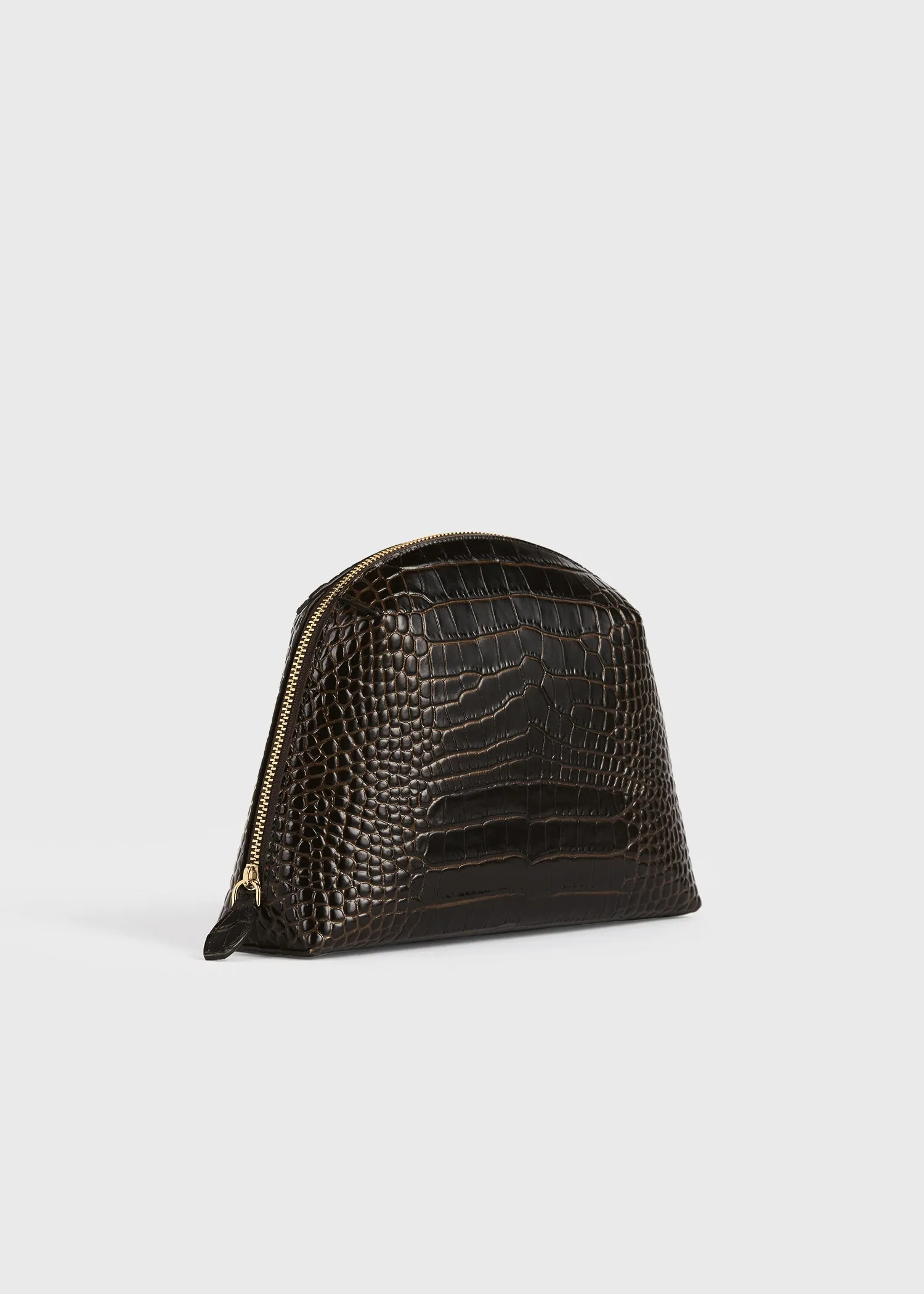 Medium croco-embossed day pouch dark brown sold by Toteme product image thumbnail 4