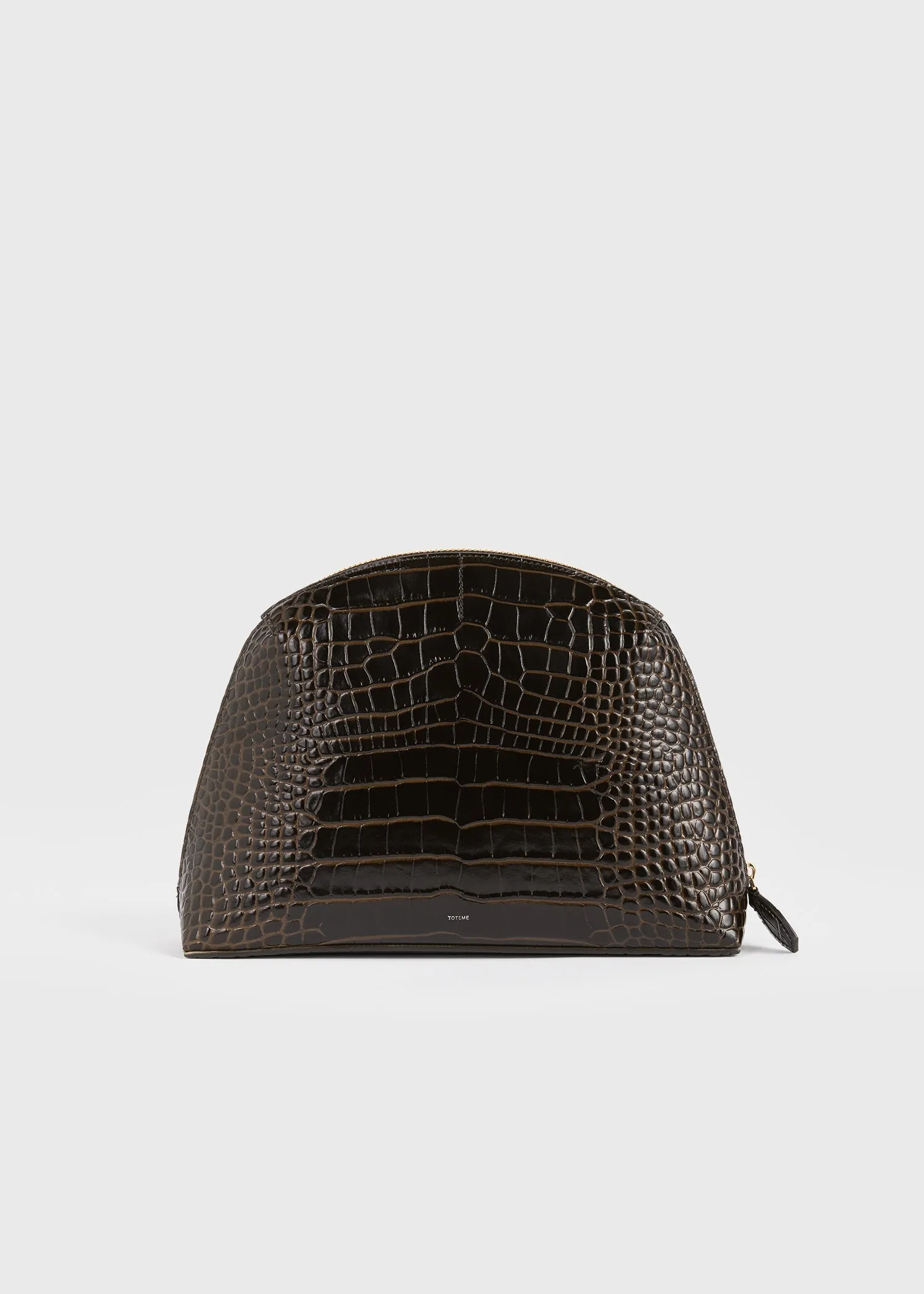 Medium croco-embossed day pouch dark brown sold by Toteme