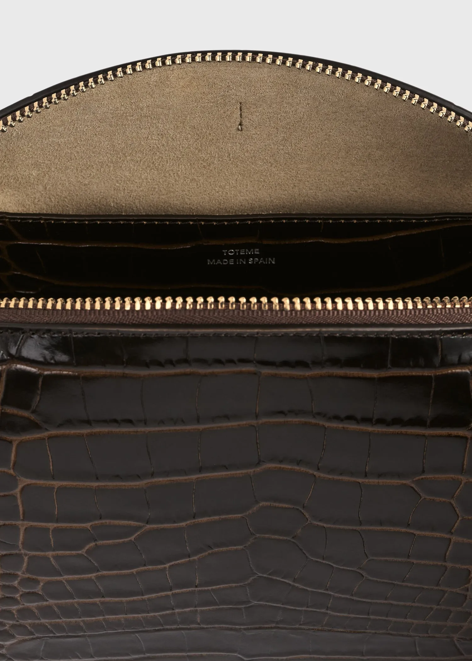 Medium croco-embossed day pouch dark brown sold by Toteme product image thumbnail 5