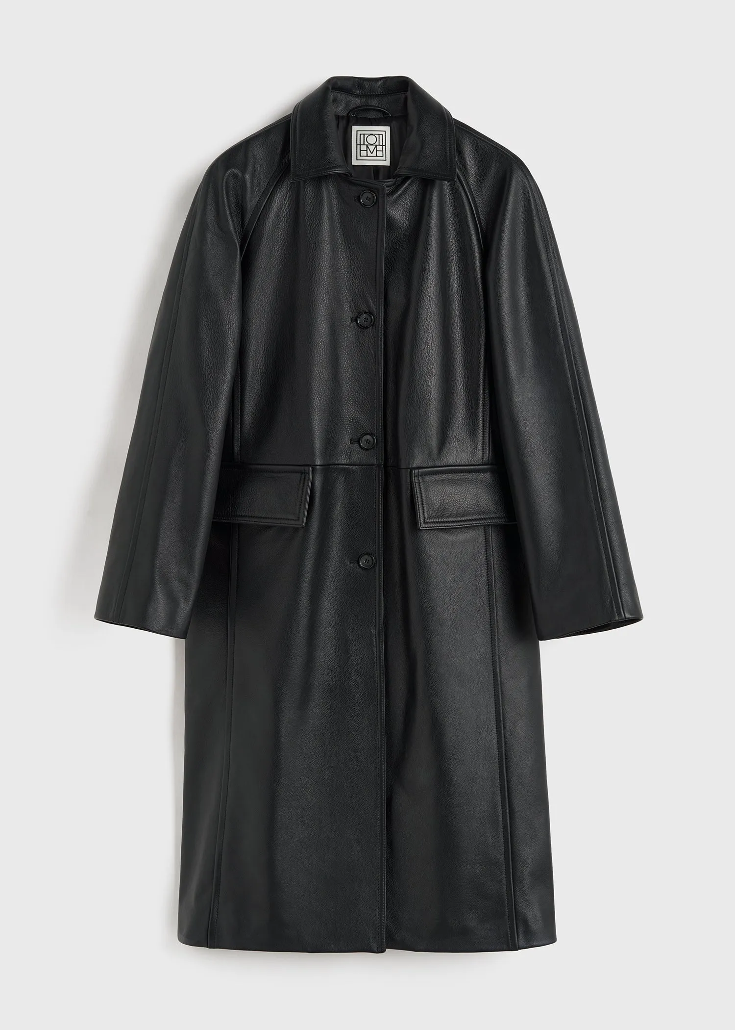 Raglan leather coat black sold by Toteme product image thumbnail 5
