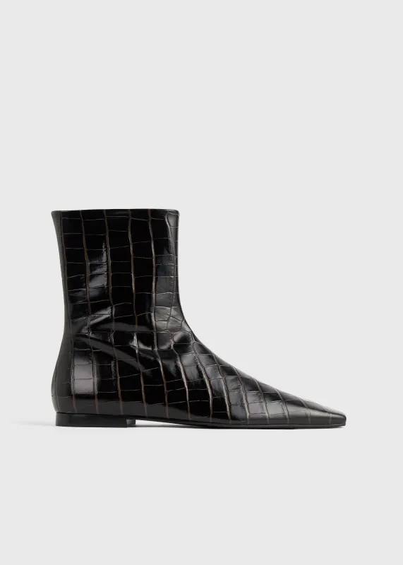 Zipped croco-embossed chelsea boots dark brown sold by Toteme
