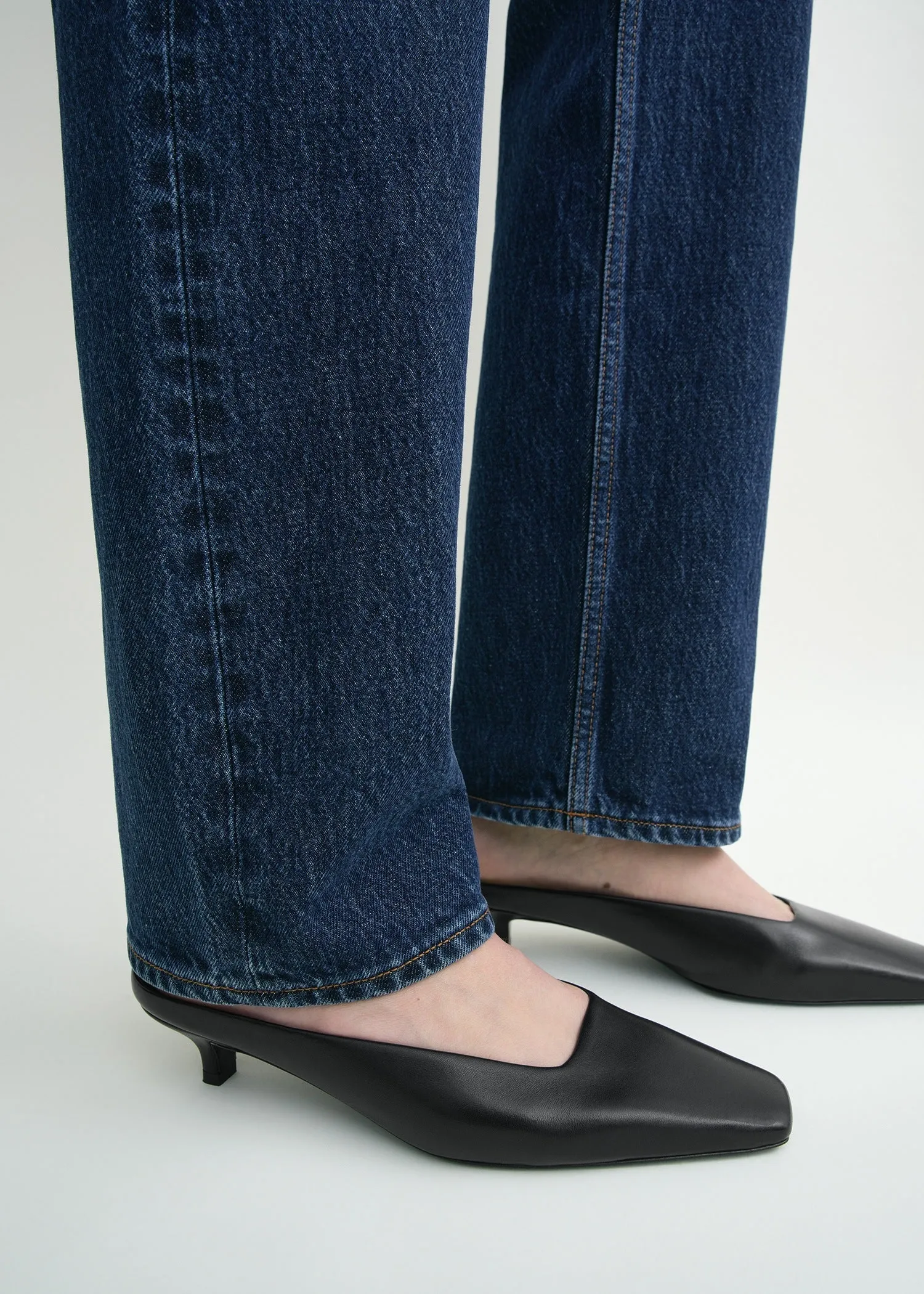 Square leather kitten mules black sold by Toteme product image thumbnail 3